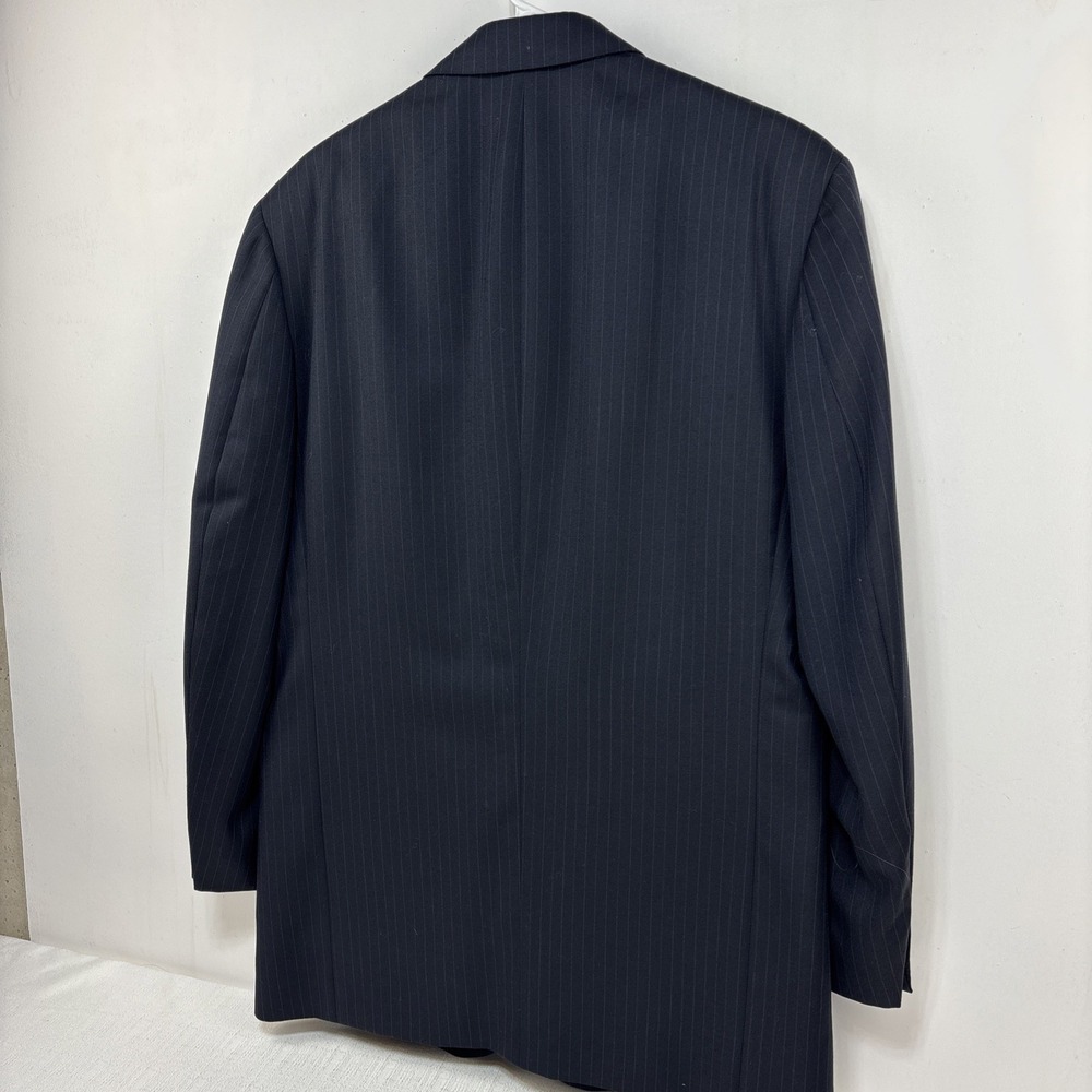 Oscar De La Renta Cashmere Wool Blend Navy‎ Pinstripe Blazer Suit Jacket 42L EUC - Picture 6 of 13